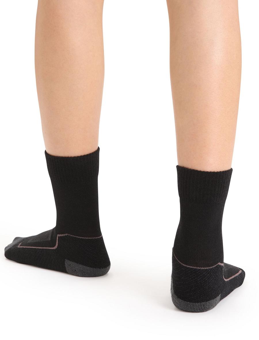 Women's Icebreaker Merino Hike+ Light Crew Socks Black / Monsoon | CA 1520RVDW